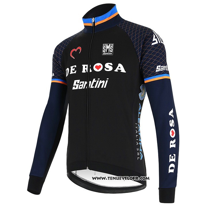 2018 Maillot Ciclismo DE Rose Noir Manches Longues et Cuissard